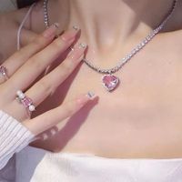 Sweet Heart Shape Alloy Inlay Zircon Women's Pendant Necklace main image 1
