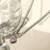 Sweet Heart Shape Alloy Inlay Zircon Women's Pendant Necklace main image 2