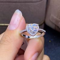 Sweet Heart Shape Alloy Plating Inlay Artificial Gemstones Women's Rings sku image 5