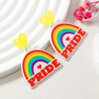 Ins Style Simple Style Letter Rainbow Heart Shape Arylic Alloy Women's Drop Earrings main image 1