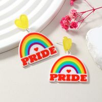 Ins Style Simple Style Letter Rainbow Heart Shape Arylic Alloy Women's Drop Earrings main image 5