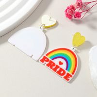 Ins Style Simple Style Letter Rainbow Heart Shape Arylic Alloy Women's Drop Earrings main image 4