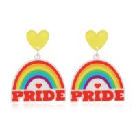 Ins Style Simple Style Letter Rainbow Heart Shape Arylic Alloy Women's Drop Earrings main image 3