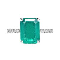 Wholesale Elegant Glam Luxurious Square Sterling Silver Artificial Gemstones Rings sku image 4