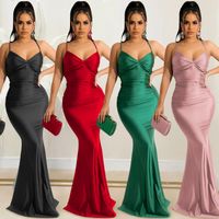 Women's Sheath Dress Sexy V Neck Patchwork Backless Sleeveless Solid Color Maxi Long Dress Prom main image 6