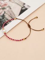 Casual Simple Style Round Artificial Crystal Freshwater Pearl Beaded Drawstring Braid Bracelets main image 4