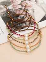 Casual Simple Style Round Artificial Crystal Freshwater Pearl Beaded Drawstring Braid Bracelets main image 1