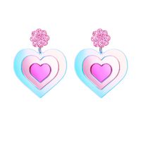 Cute Sweet Heart Shape Arylic Sequins Women's Drop Earrings sku image 1