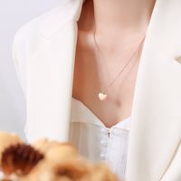 Cross-border Peach Heart Love Necklace  New Trendy 18k Real Gold Plating Titanium Steel Sweater Chain sku image 9