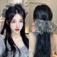 Glam Sweet Bow Knot Gauze Sequins Hair Clip main image 1
