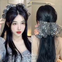 Glam Sweet Bow Knot Gauze Sequins Hair Clip main image 6