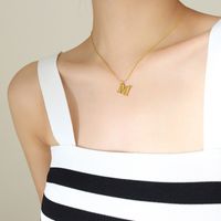 Hammer Square Pattern Superfine Clavicle Chain M English Letter Necklace sku image 2