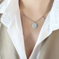 Simple New Round Card Pendant Necklace sku image 1
