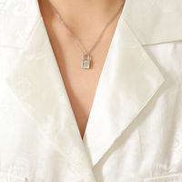 Simple Fashion Lock Pendant Zircon Necklace sku image 1