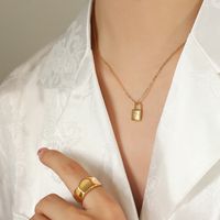 Simple Fashion Lock Pendant Zircon Necklace sku image 2