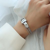 التيتانيوم الصلب ووتش نمط سلسلة سوار مع ثلاث طبقات من الذهب الحقيقي تصفيح Braclets بالجملة Nihaojewelry sku image 3