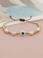 Basic Classic Style Devil's Eye Heart Shape Freshwater Pearl Glass Bracelets sku image 1