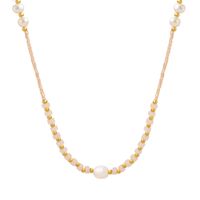 Elegant Baroque Style Round Natural Stone Freshwater Pearl Titanium Steel 18k Gold Plated Necklace In Bulk main image 4