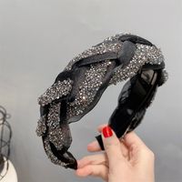 Ins Style Basic Twist Cloth Rhinestone Hair Band sku image 1