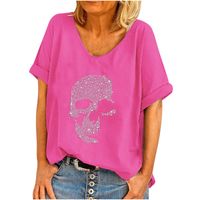 Women's T-shirt Short Sleeve T-shirts Printing Patchwork Hip-hop Skull main image 3