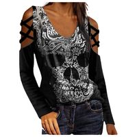 Women's T-shirt Long Sleeve Blouses Printing Streetwear Tie Dye Butterfly Skull main image 2