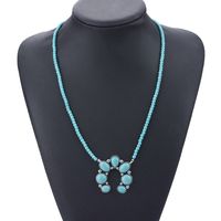 Casual Flower Alloy Plating Inlay Turquoise Women's Pendant Necklace main image 3