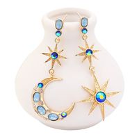 Elegant Streetwear Star Moon Alloy Inlay Artificial Gemstones Women's Drop Earrings main image 3
