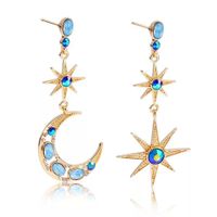 Elegant Streetwear Star Moon Alloy Inlay Artificial Gemstones Women's Drop Earrings main image 5