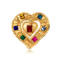 Retro Forma De Corazón Aleación Embutido Diamantes De Imitación Mujeres Broches sku image 1