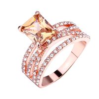 Glam Square Alloy Plating Inlay Artificial Gemstones Women's Rings main image 5