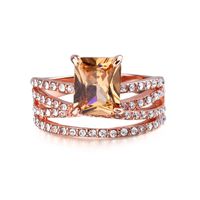 Glam Square Alloy Plating Inlay Artificial Gemstones Women's Rings main image 4