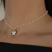 Sweet Flower Artificial Pearl Alloy Beaded Plating Women's Pendant Necklace main image 4