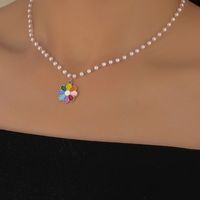 Sweet Flower Artificial Pearl Alloy Beaded Plating Women's Pendant Necklace main image 3