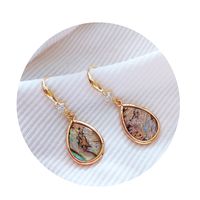Retro Water Droplets Black Color Shell Plating Inlay Artificial Gemstones 14k Gold Plated Women's Drop Earrings main image 4