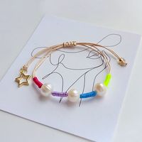 Vacation Color Block Freshwater Pearl Beaded Knitting Bracelets main image 4