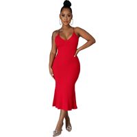 Women's Pencil Skirt Vacation Simple Style Collarless Sleeveless Solid Color Midi Dress Holiday Travel main image 4