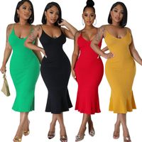 Women's Pencil Skirt Vacation Simple Style Collarless Sleeveless Solid Color Midi Dress Holiday Travel main image 6