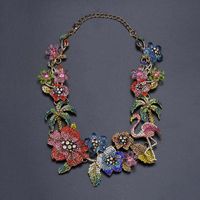 Exaggerated Luxurious Coconut Tree Flamingo Flower Alloy Inlay Rhinestones Women's Necklace main image 3