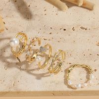 Elegant Luxurious Classic Style Moon Heart Shape Freshwater Pearl Copper 14k Gold Plated Zircon Rings In Bulk main image 9