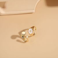 Elegant Luxurious Classic Style Round Star Copper Plating Inlay Shell Zircon 14k Gold Plated Open Ring main image 8
