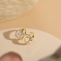 Elegant Luxurious Classic Style Round Star Copper Plating Inlay Shell Zircon 14k Gold Plated Open Ring main image 4