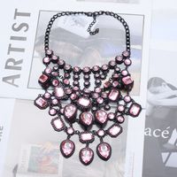 Exaggerated Geometric Alloy Inlay Artificial Crystal Women's Necklace sku image 1