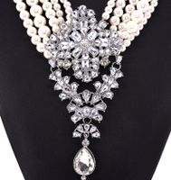 Exaggerated Luxurious Geometric Artificial Pearl Alloy Inlay Artificial Crystal Women's Necklace main image 4