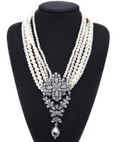 Exaggerated Luxurious Geometric Artificial Pearl Alloy Inlay Artificial Crystal Women's Necklace main image 2