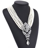 Exaggerated Luxurious Geometric Artificial Pearl Alloy Inlay Artificial Crystal Women's Necklace main image 6