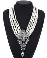 Exaggerated Luxurious Geometric Artificial Pearl Alloy Inlay Artificial Crystal Women's Necklace sku image 1