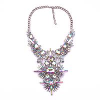 Exaggerated Luxurious Geometric Alloy Inlay Artificial Crystal Rhinestones Women's Necklace sku image 2