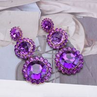 Ins Style Elegant Round Alloy Plating Inlay Glass Stone Women's Earrings main image 5