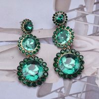 Ins Style Elegant Round Alloy Plating Inlay Glass Stone Women's Earrings main image 1