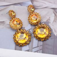 Ins Style Elegant Round Alloy Plating Inlay Glass Stone Women's Earrings main image 3